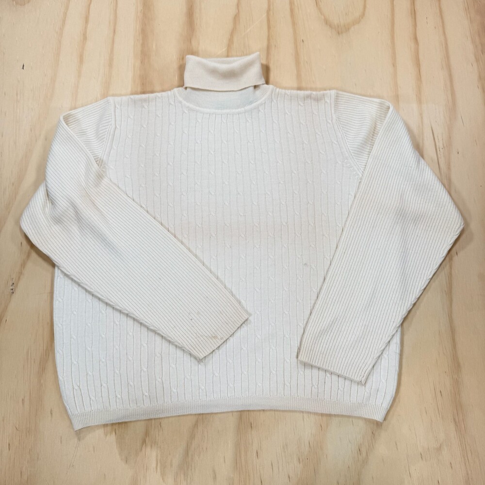 100% New Merino Wool Lord & Taylor Knit Sweater Women High Neck Cream Size XL